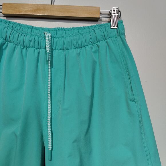 Myles Mens Sz L Long Inseam Aqua Green Hybrid Swim Trunks Shorts Unlined Stretch - Picture 2 of 4